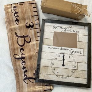 Picture frame and growth chart.